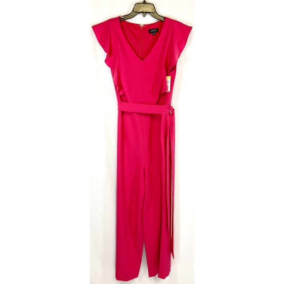 Tahari Pants - Tahari Pink peplum sleeve jumpsuit